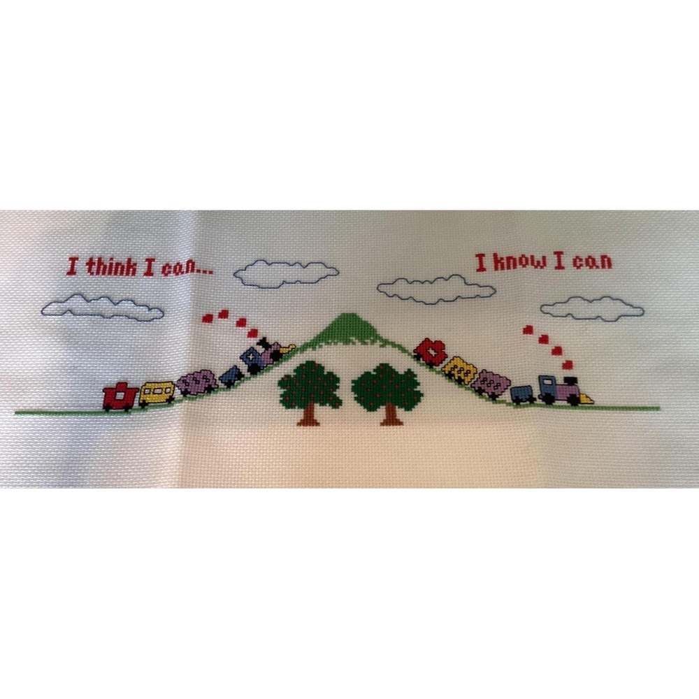 Cross Stitch "I Think I Can" Thomas the Train stitched & ready to‎ frame